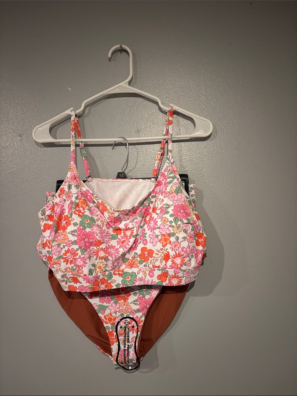Floral Print Pink & Orange Two-Piece Bikini Set